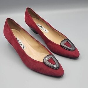 Vintage Palizzio Red Suede Pumps Shoes Size 7.5 M